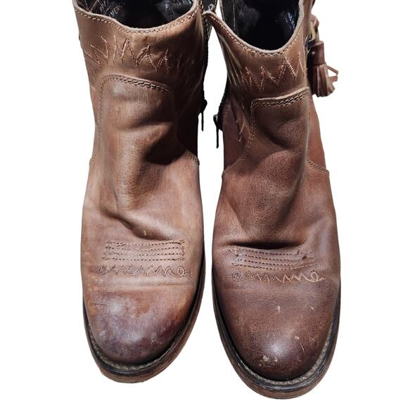 Justin REBA western cowboy boots size 6.5 low ankle booties‎ brown leather - Picture 6 of 10